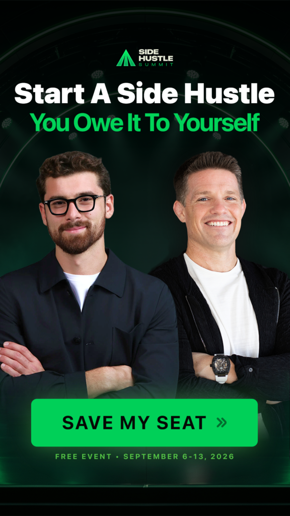 Side Hustle Summit 2026 with Iman Gadzhi and Russell Brunson promoting a free AI-powered side hustle virtual event